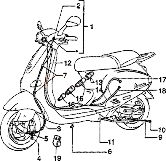 562408 - TRASMISSIONE GAS SDOPPIATORE/MIX ORIGINALE PIAGGIO VESPA ET2 50