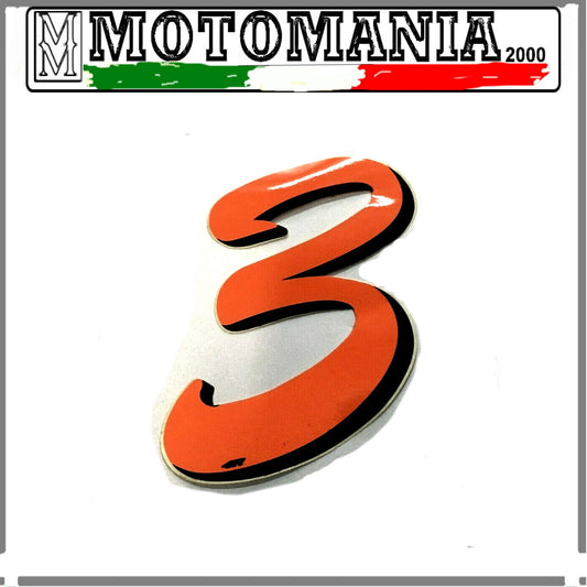 NUMERO 3 ARANCIO FLUO ADESIVO LARGHEZZA 10 MM LUNGHEZZA 10 MM *