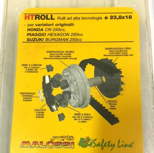669915C0 KIT 6 ROLLERS VARIATOR 23.8X18 GR.21 HONDA CN 250