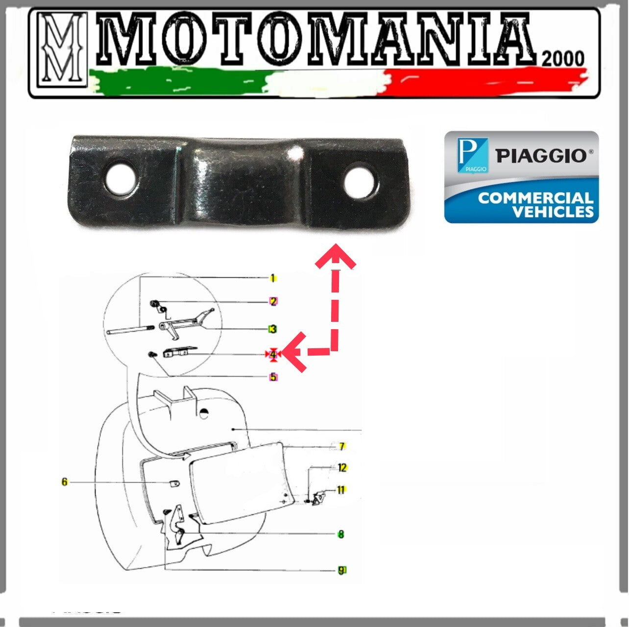VESPA 50-125 HP PK FL FL2 PIASTRINA CHIUSURA BAULETTO ORIGINALE PIAGGIO