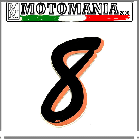 NUMERO 8 NERO FLUO ADESIVO LARGHEZZA 10 MM LUNGHEZZA 10 MM *