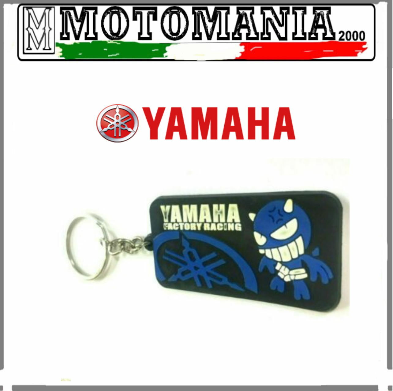 YAMAHA BLUE AND BLACK RUBBER KEYCHAIN LENGTH CM.6.5 WIDTH CM.3.5