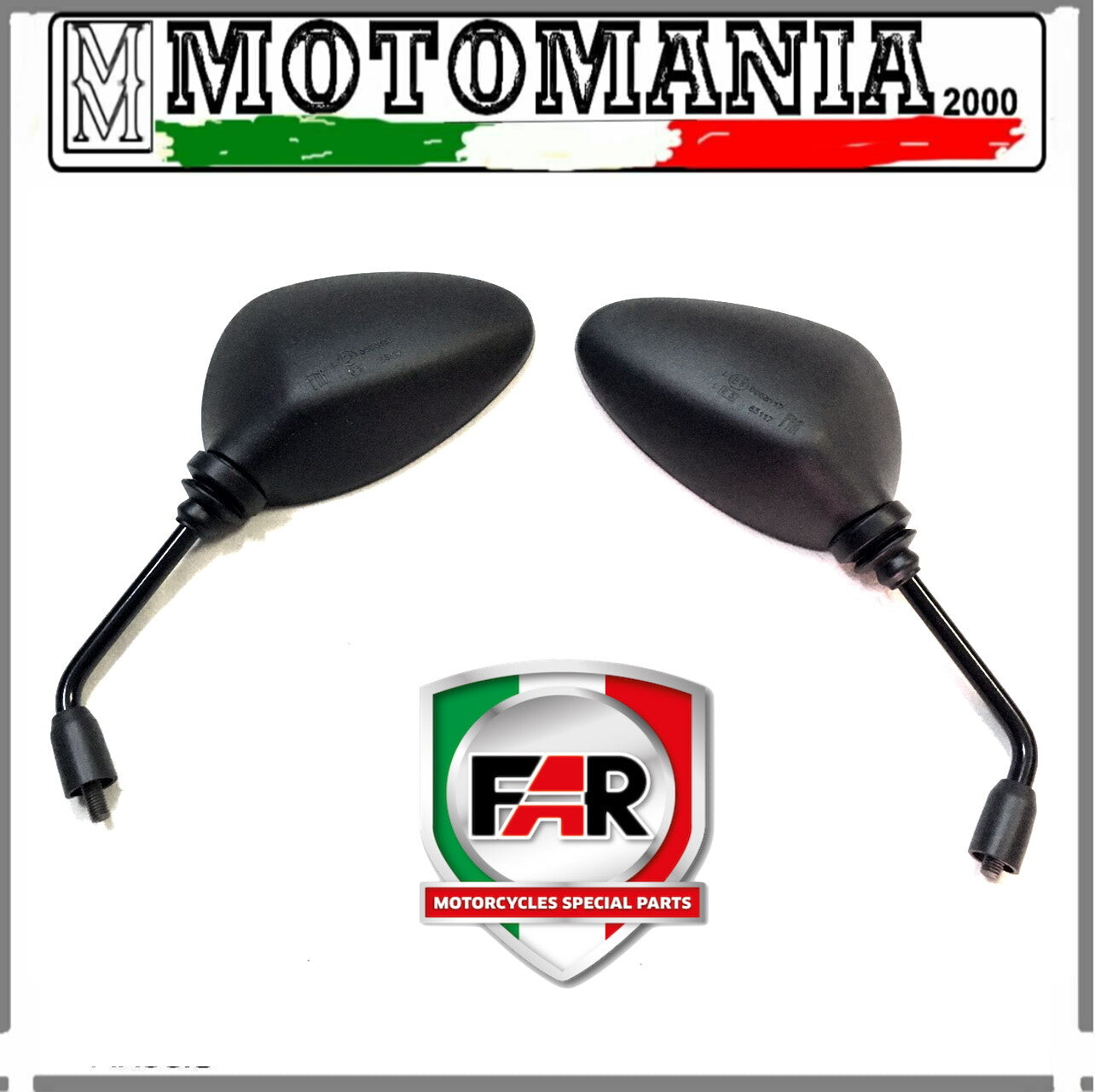 COPPIA SPECCHI RETROVISORI NERI SX E DX PER MALAGUTI CENTRO 50/125/160