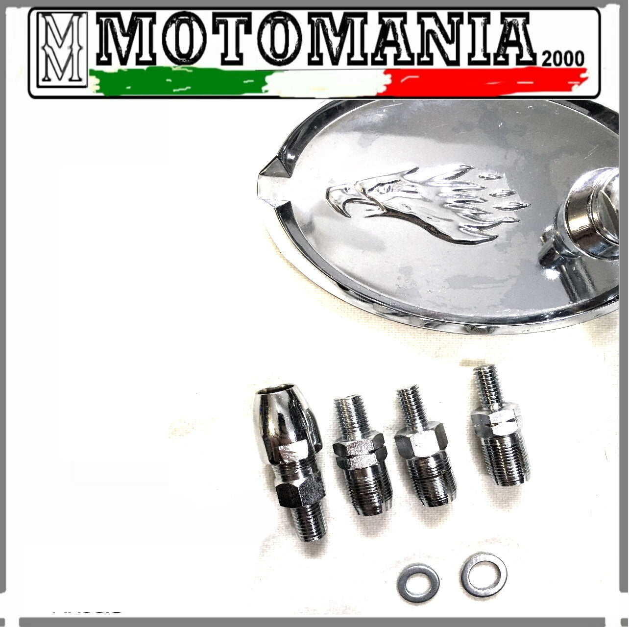 SPECCHIO RETROVISORE DX CROMATO CON AQUILA INCISA PER MOTO CUSTOM