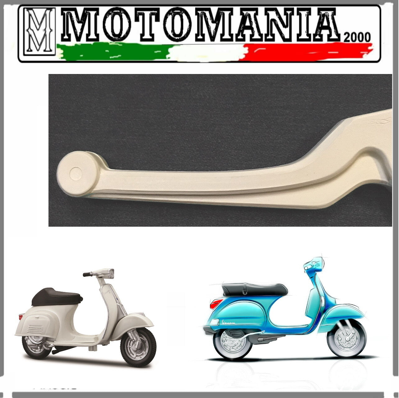 PAIR OF WHITE LEVERS IN PLATIS.VESPA 50 SPECIAL-ET3-PK 50 SPRING-PX 125 TO 200*
