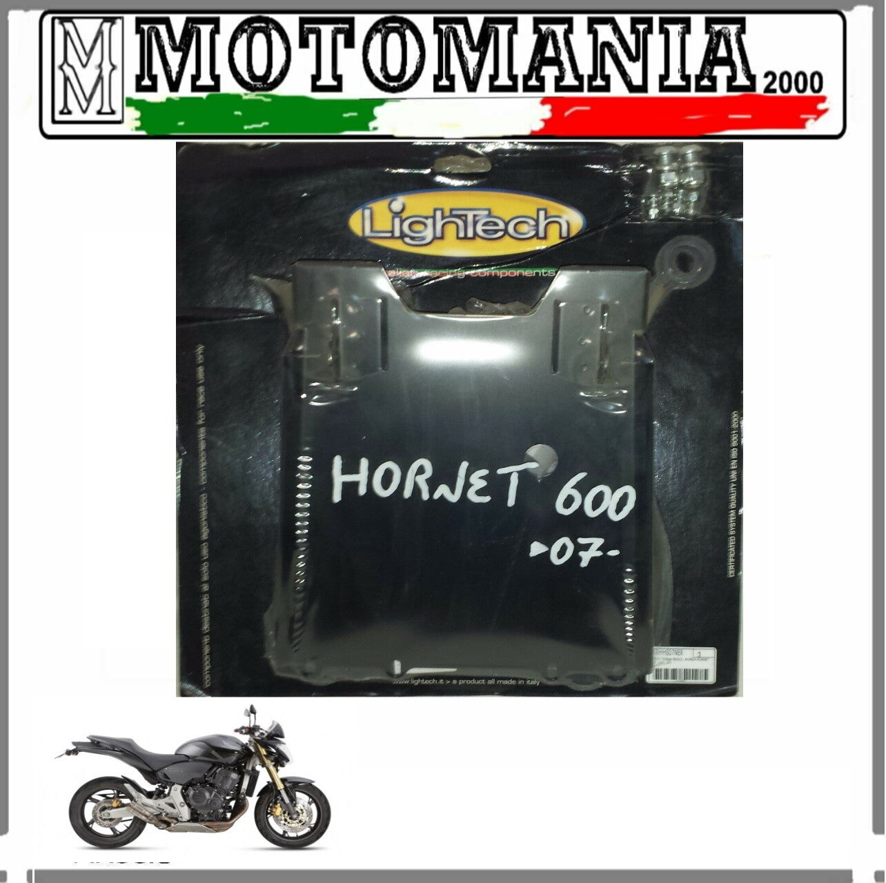 PTRHH607NER LIGHTECH ADJUSTABLE LICENSE PLATE HOLDER HONDA HORNET 600 FROM 2007
