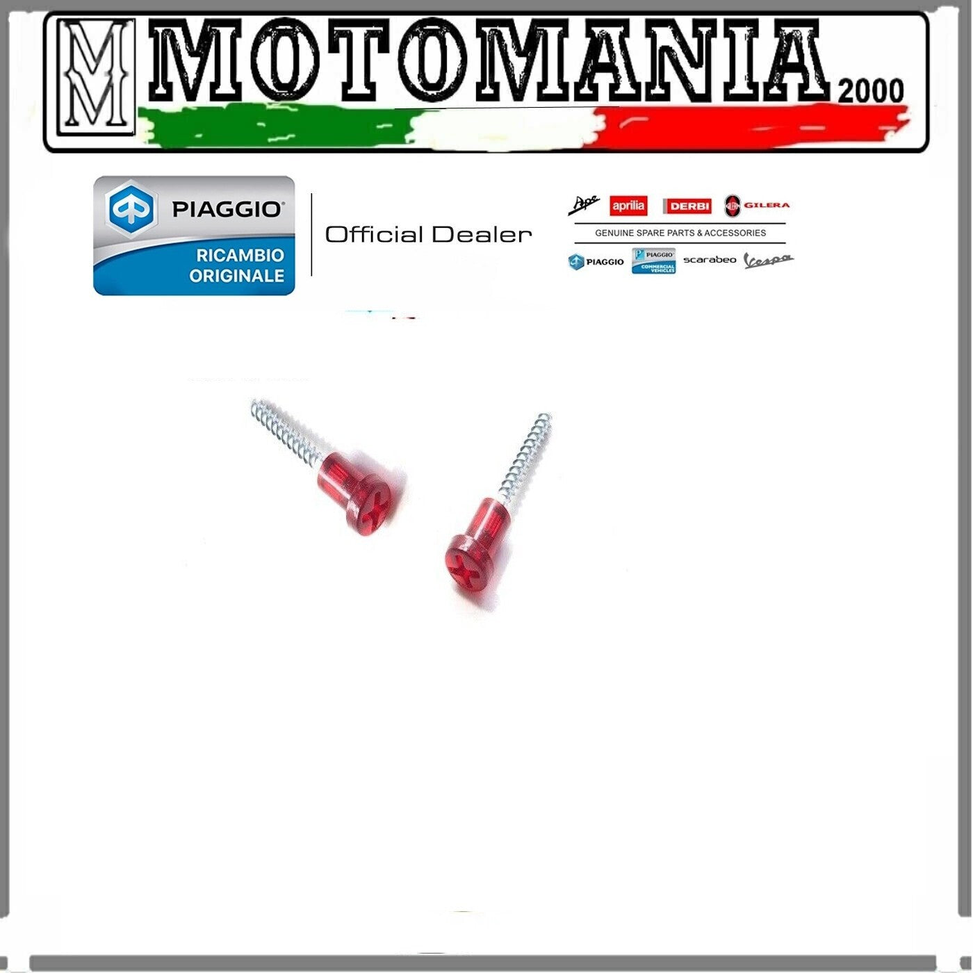 290944 COPPIA VITE ROSSA STOP FANALE POSTERIORE PIAGGIO APE 50 2009 - 2017 *