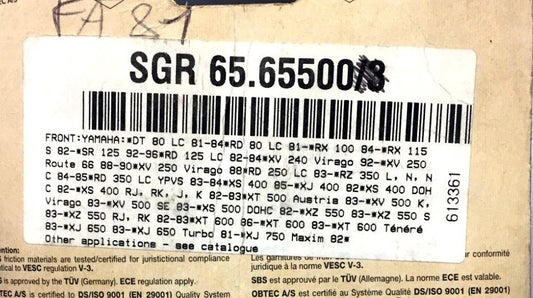 65.65500 CP BRAKE PADS SGR FRONT YAMAHA XT 350 -XT 600 -XT 650 -VIRAGO 250