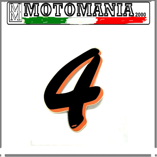 NUMERO 4 NERO FLUO ADESIVO LARGHEZZA 10 MM LUNGHEZZA 10 MM *