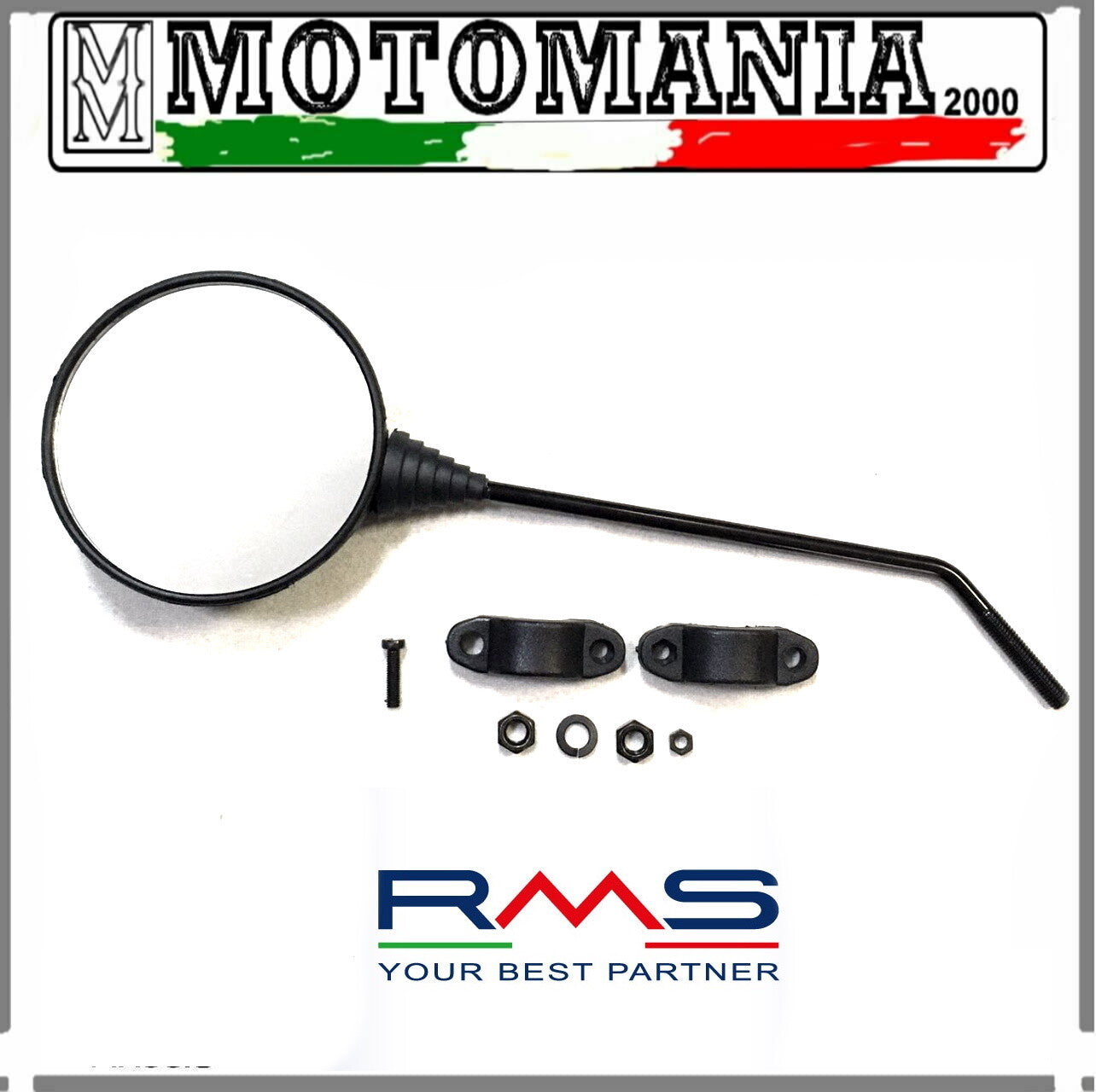 BLACK SX REARVIEW MIRROR FOR PIAGGIO SI 50 AND OTHER MOPEDS WITH CLAMP