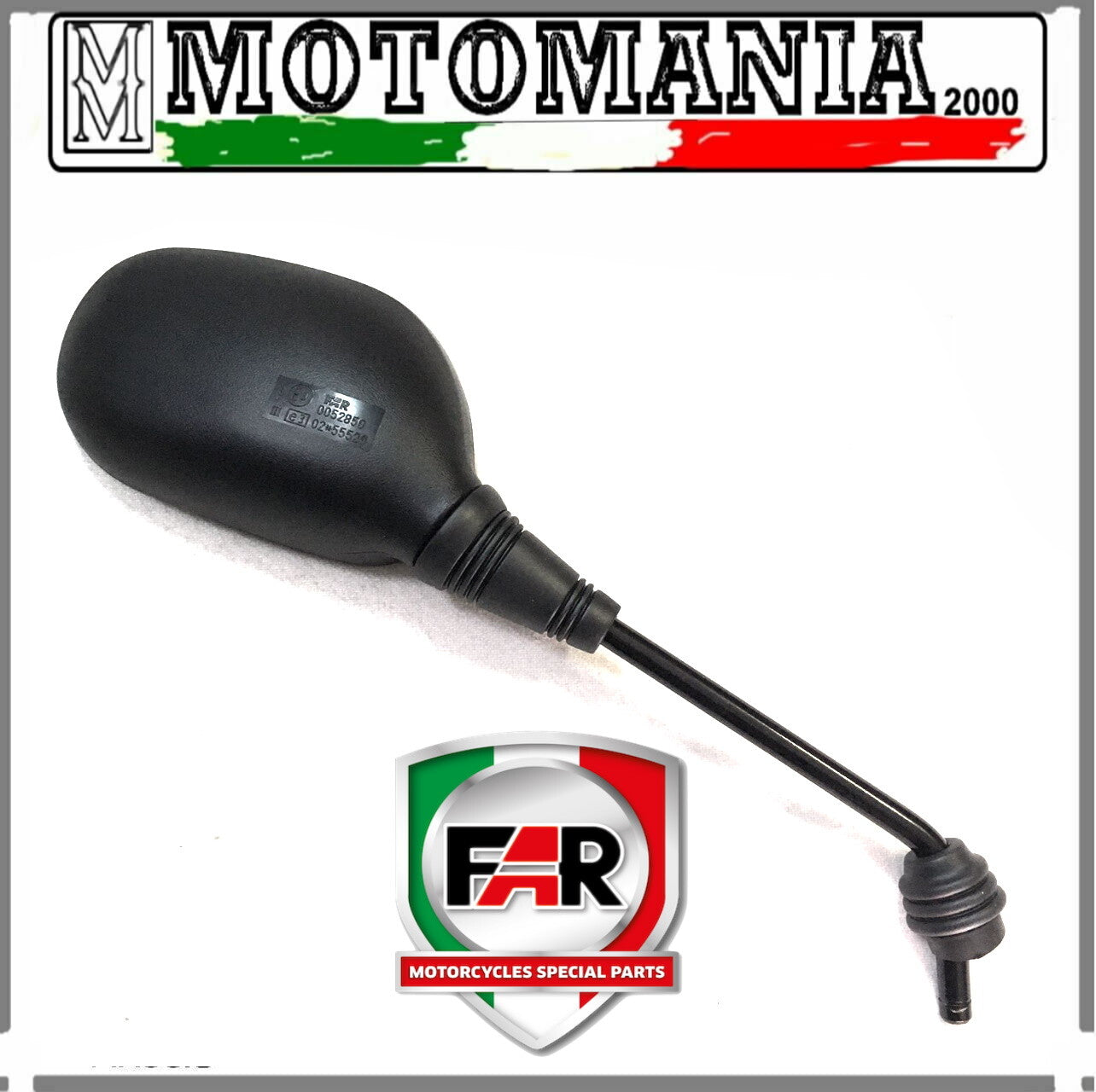 BLACK RIGHT REARVIEW MIRROR FOR PIAGGIO CARNABY 125 2007-2011 FAR