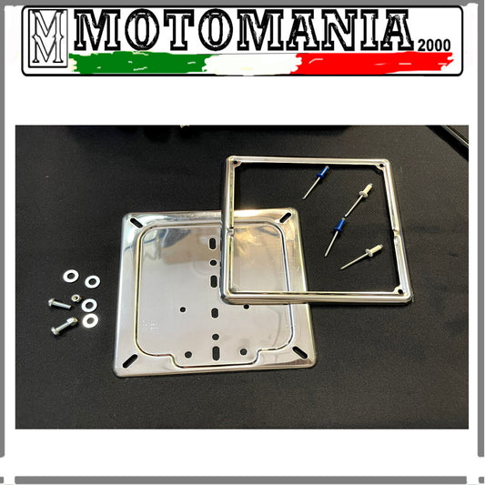 CHROME MET LICENSE PLATE HOLDER AND FRAME FOR EUROPEAN LICENSE PLATE + RIVETS...