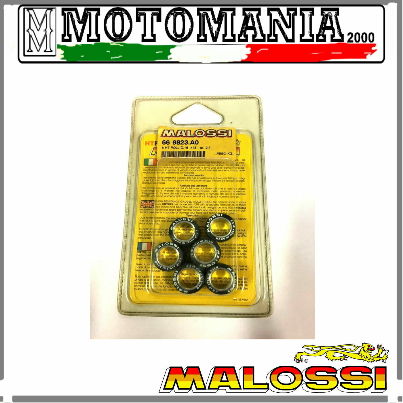669823A0 KIT 6 RULLI  16X13 GR,2,7 X MULTIVAR 200 MALAGUTI CIAK 100 cc