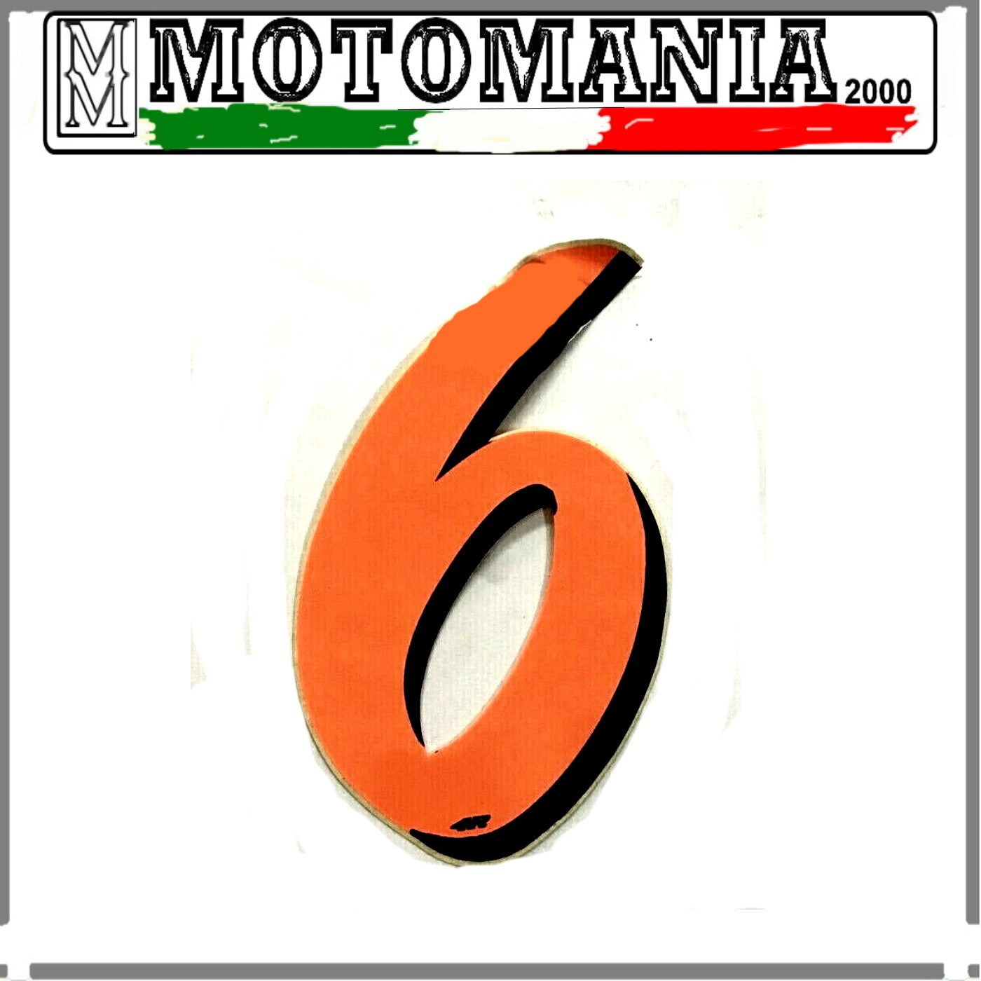 NUMERO 6 ARANCIO FLUO ADESIVO LARGHEZZA 10 MM LUNGHEZZA 10 MM *