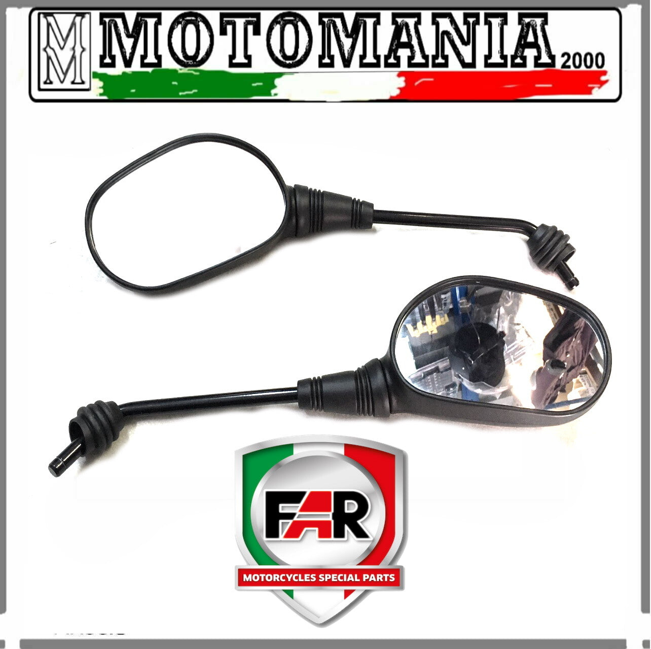 COPPIA SPECCHI RETROVISORI NERI SX E DX PER PIAGGIO CARNABY 125 2007-2011 FAR