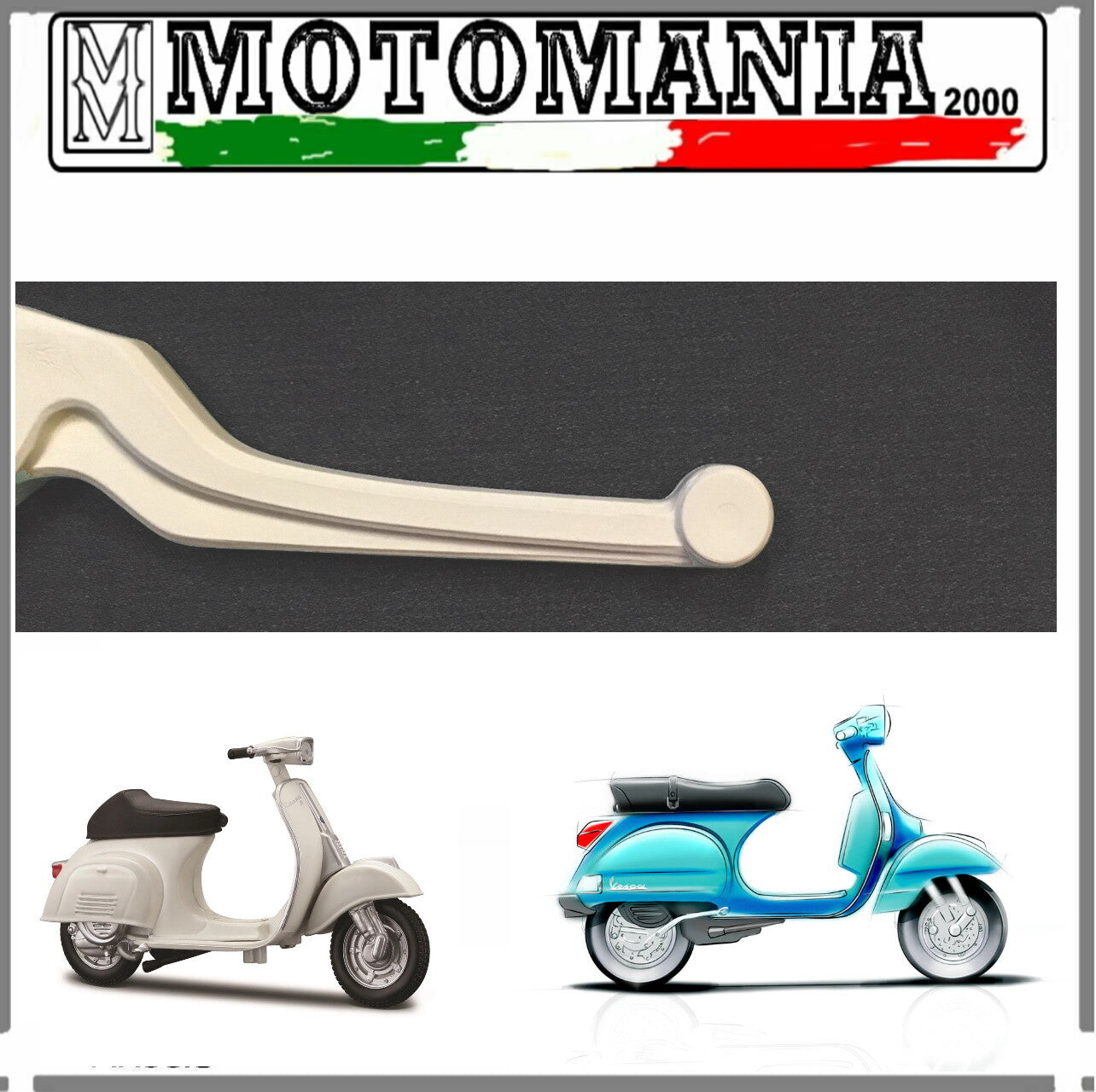 PAIR OF WHITE LEVERS IN PLATIS.VESPA 50 SPECIAL-ET3-PK 50 SPRING-PX 125 TO 200*