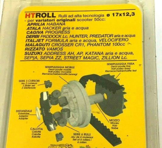 669999E0 KIT 6 ROLL VARIATOR 17X12.3 GR.06 MALOSSI SEE APPLICATION.