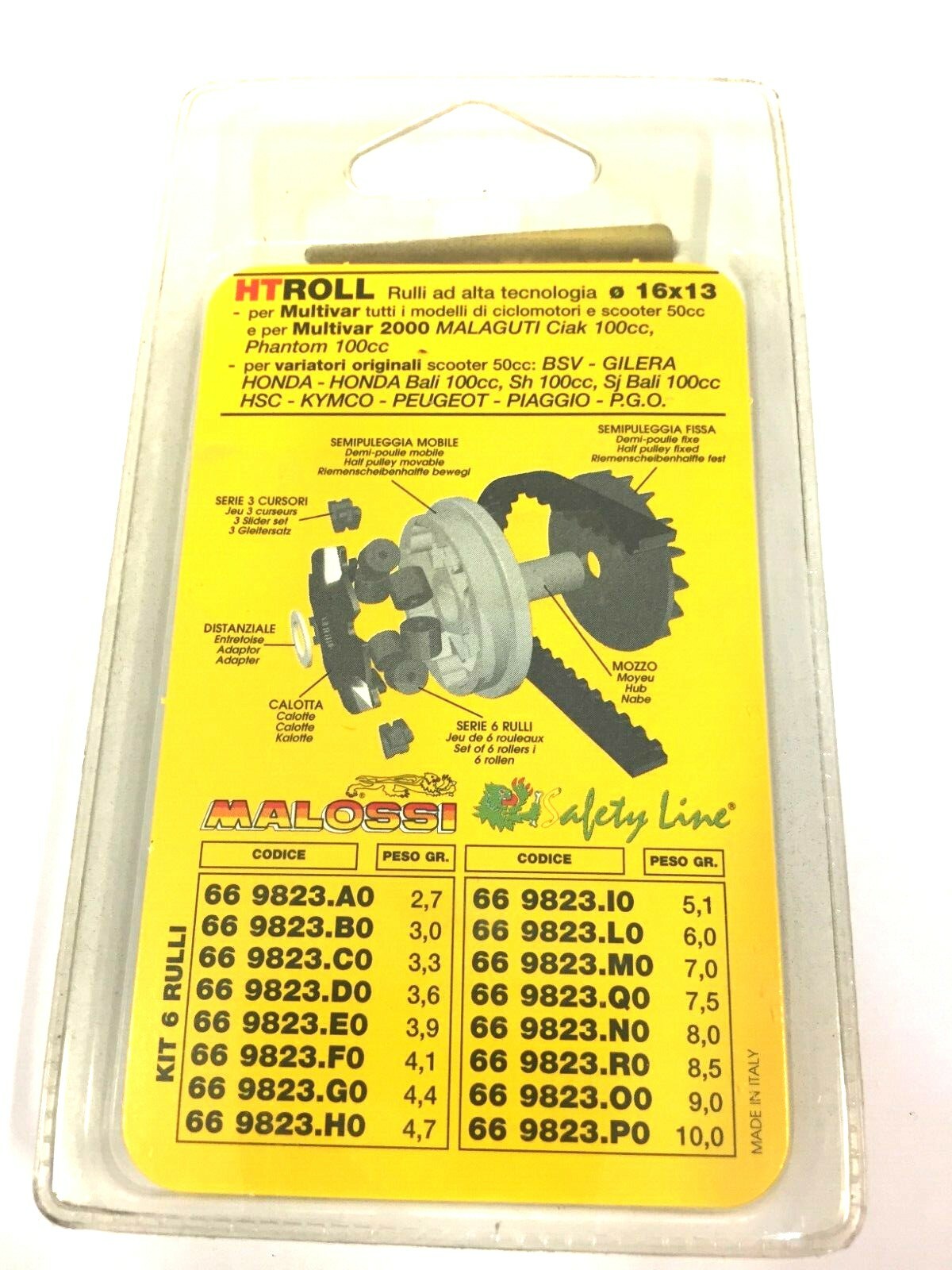 669823B0 KIT 6 ROLLERS X VARIATOR 16X13 GR.03 MALOSSI