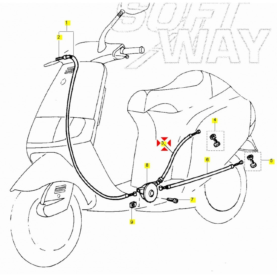 267017 Trasmissione Cavo Gas Sdopp/Carburatore Sfera 50 Originale Piaggio-Gilera