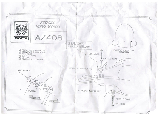 PARABREZZA ISOTTA KIMCO VIVIO 50-125-150 COMPLETO DI ATTACCHI*