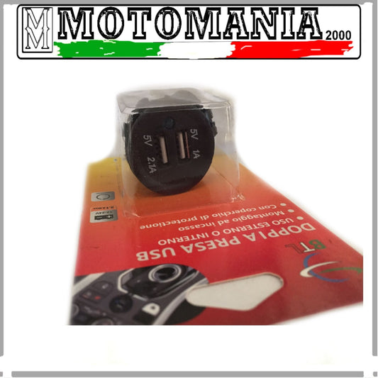 DOPPIA PRESA USB CON LUCE  PER MOTO SCOOTER USO ESTERNO E INTERNO