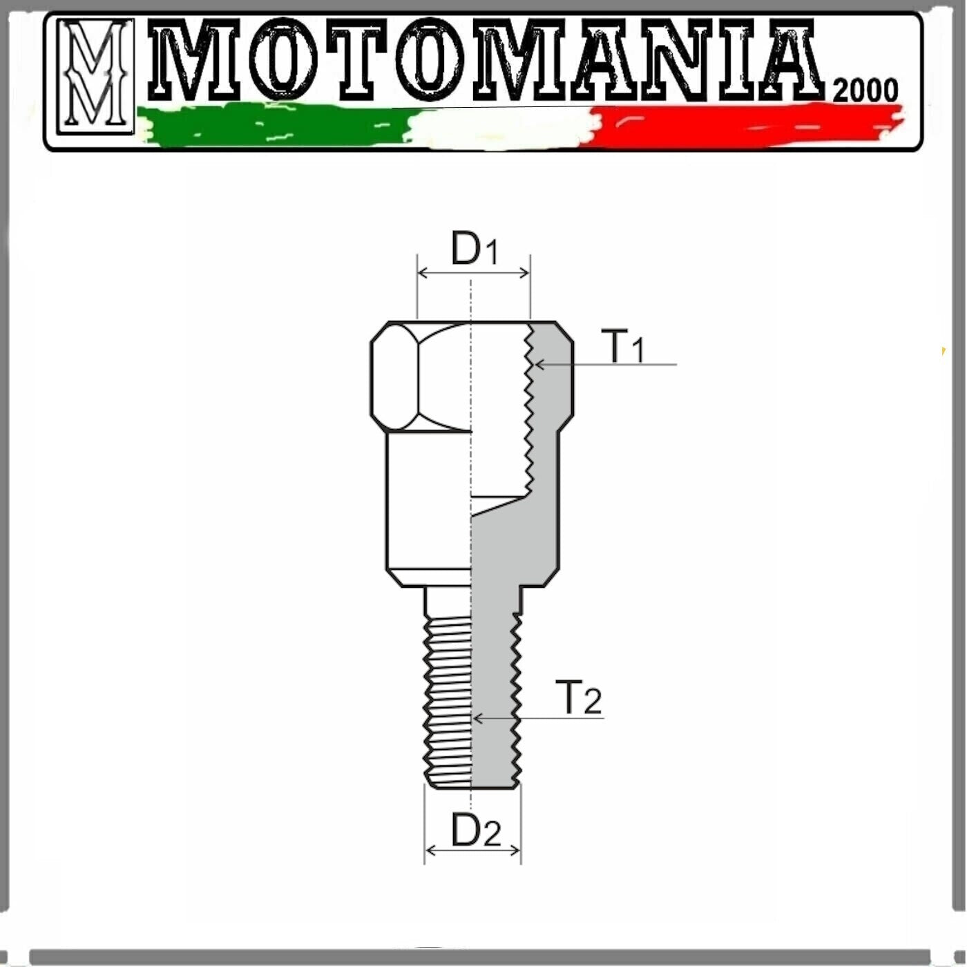 ADATTATORE PER SPECCHIETTO CON FILETTATURA DESTRA M8 SU UN ATTACCO DI M10