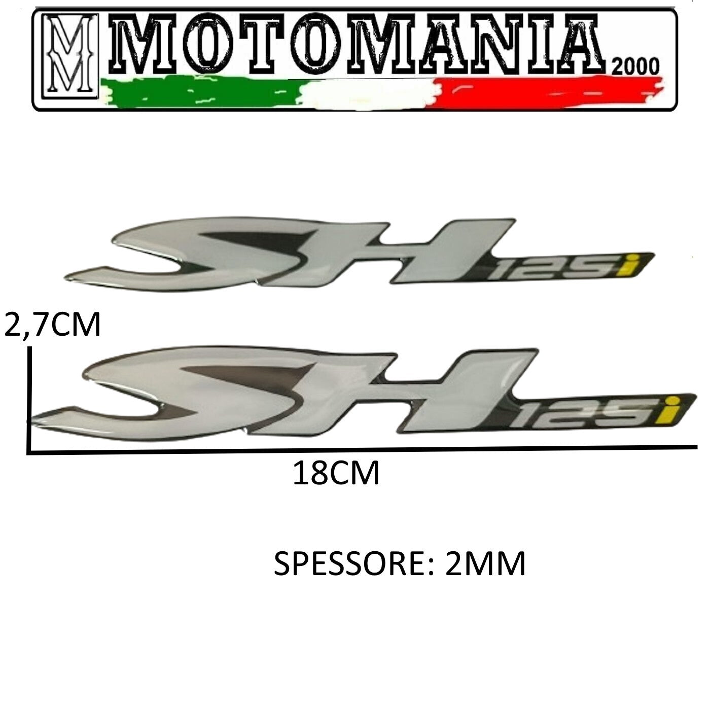 COPPIA ADESIVI RESINATI GRIGI E NERI  SH 125i - MISURE: 18cmX2mmX2,7cm   *