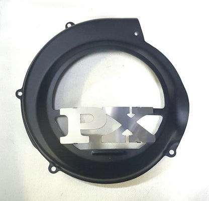 COPRIVENTOLA VESPA PX 125 150 200 NERO CON SCRITTA IN ACCIAIO  + OMAGGIO
