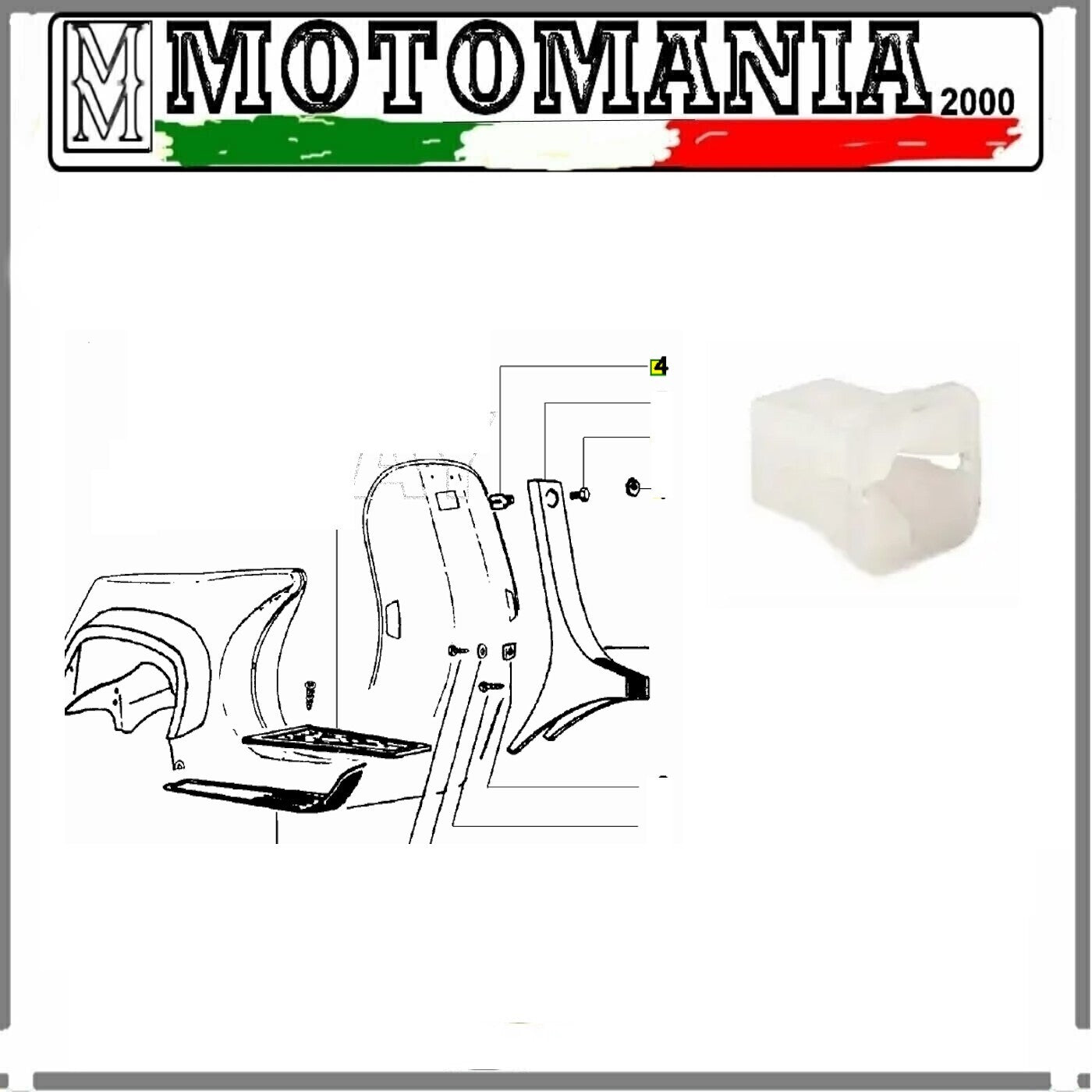 TASSELLO FISSAGGIO CALANDRA MASCHERA ANTERIORE PIAGGIO - VESPA PX/PK/RUSH N  *