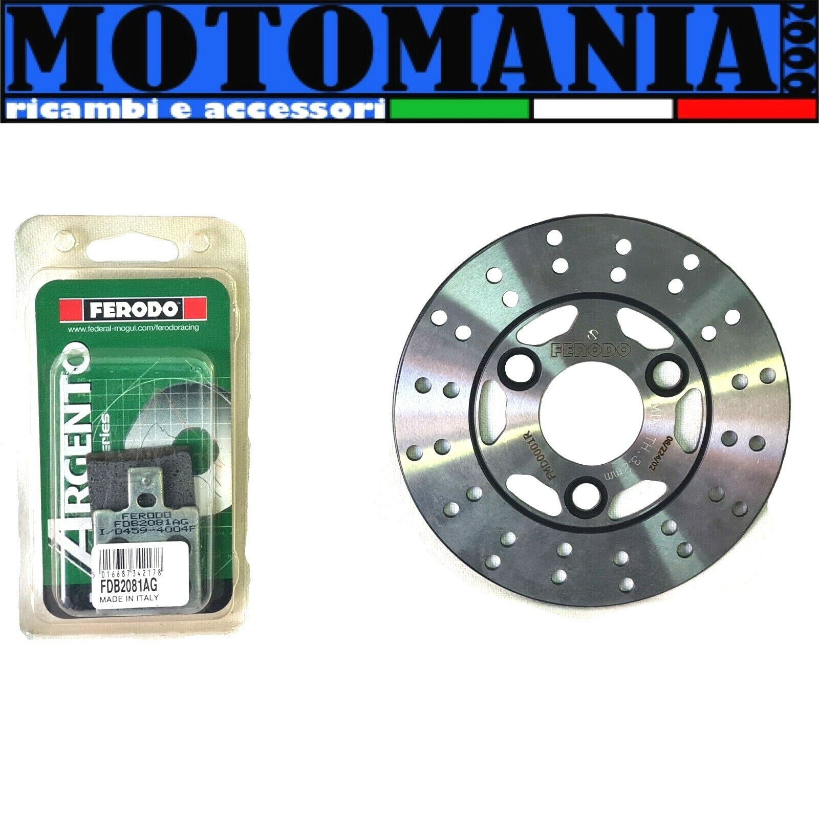 DISCO FRENO  ANT+ PASTIGLIE FRENO FERODO MBK BOOSTER 50 EVOLIS  FORTE FIZZ