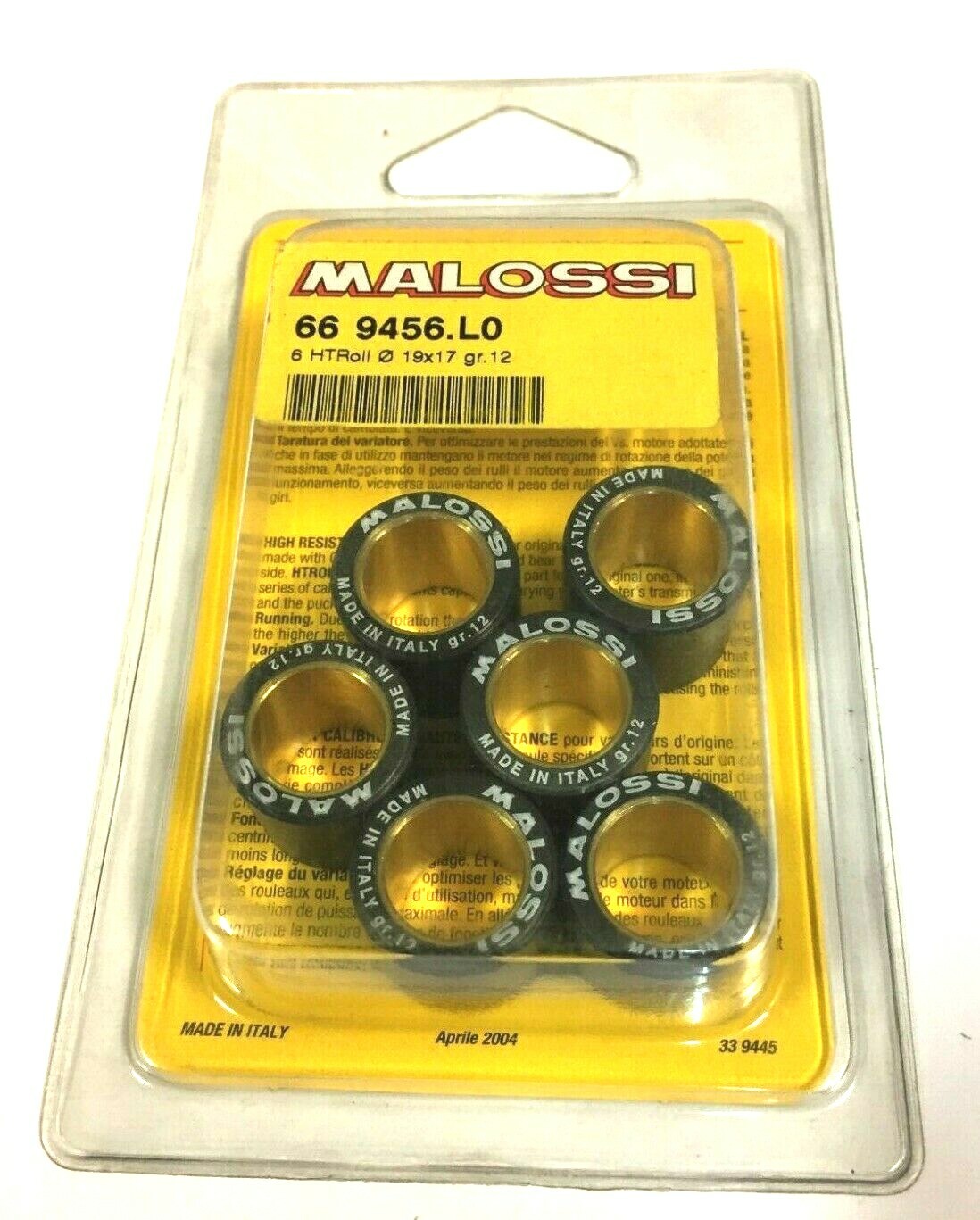 669456L0 KIT 6 RULLI 19X17 GR 12 VARIATORE ORIGINALE PIAGGIO HEXAGON LX 125
