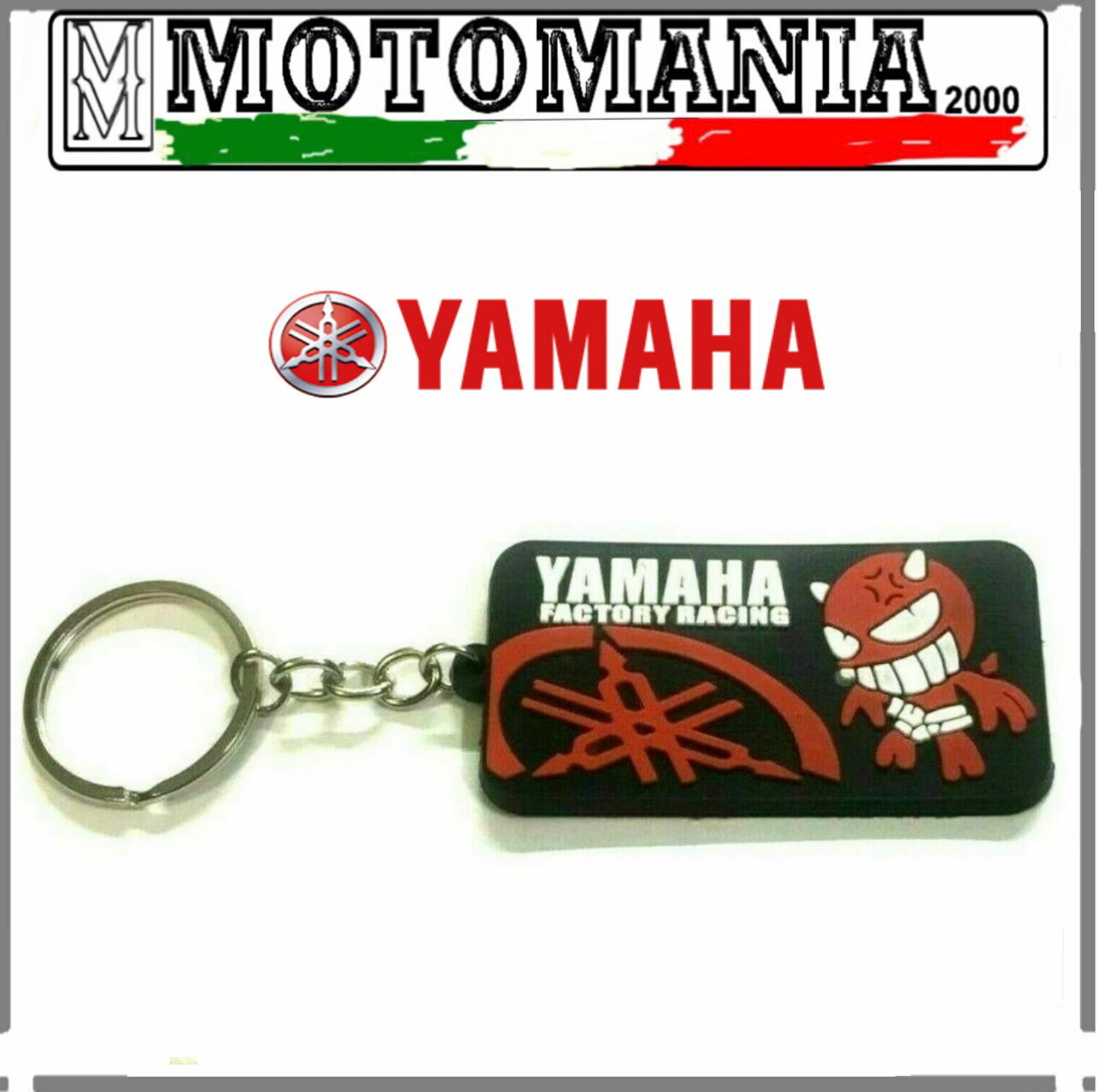 PORTA CHIAVI IN GOMMA YAMAHA NERO E ROSSO LUNGHEZZA CM.6,5 LARGHEZZA CM.3,5