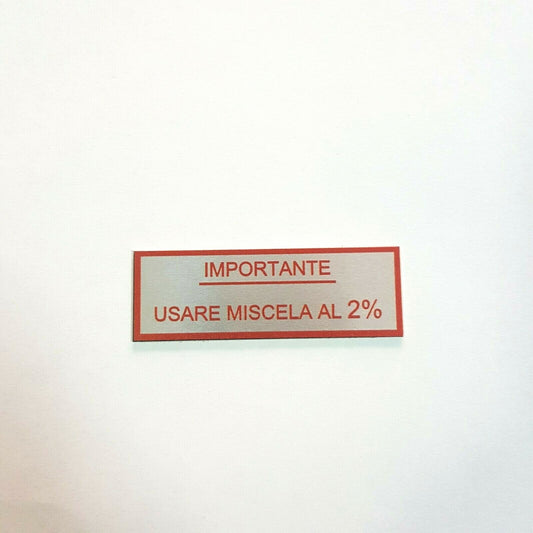 METAL STICKER IMPORTANT PLATE USE MIXTURE 2% RED VBA VBB GL VLA1T