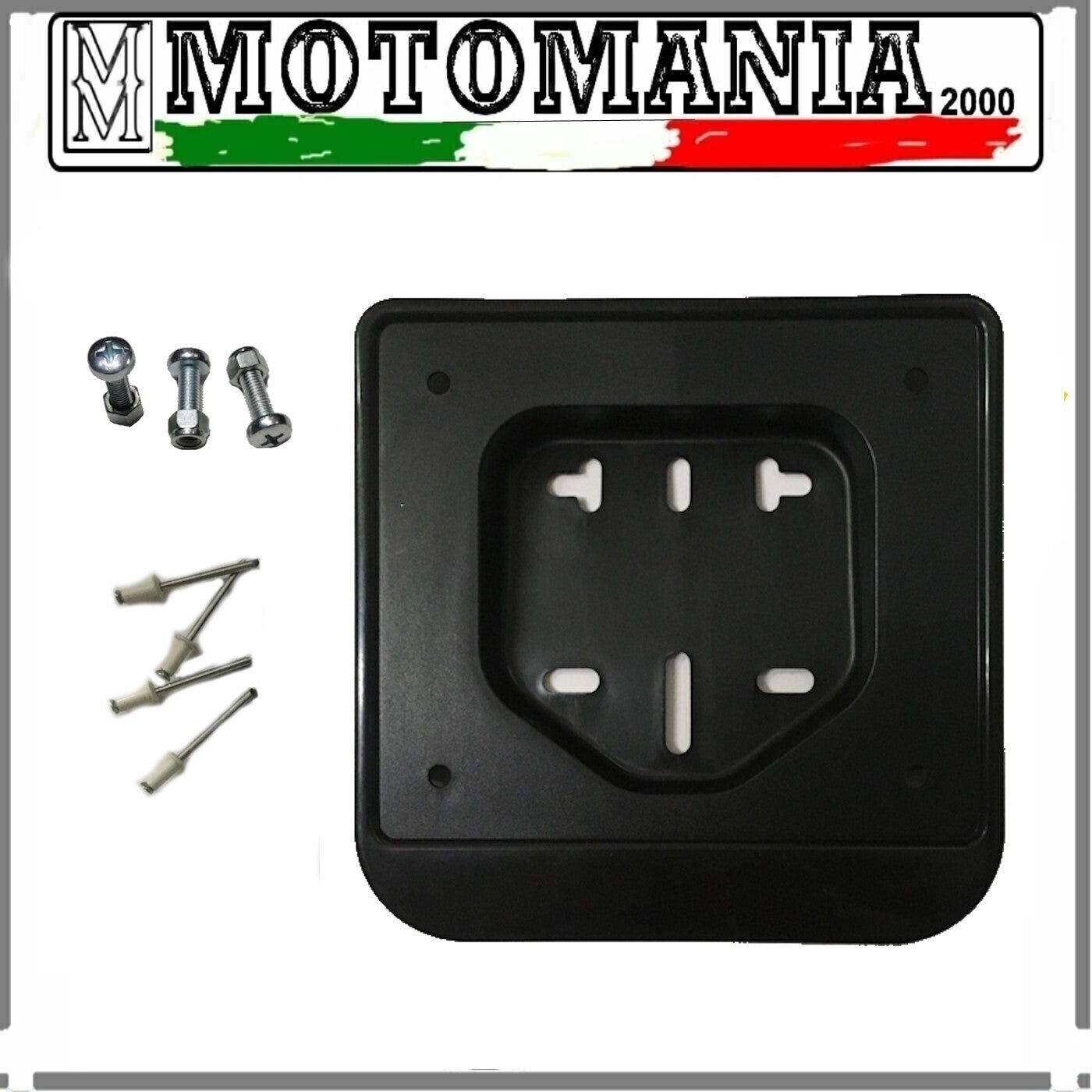 KIT PORTA TARGA E CORNICE CROMATA SCOOTER 50 CC COMPLETO DI VITI E RIVETTI  *
