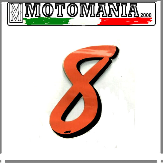 NUMBER 8 NEON ORANGE ADHESIVE WIDTH 10MM LENGTH 10MM *