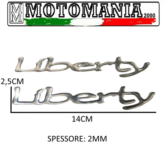 COPPIA ADESIVI RESINATI CROMATI SCRITTA LIBERTY - MISURE: 14cmX2mmX2,5cm  *