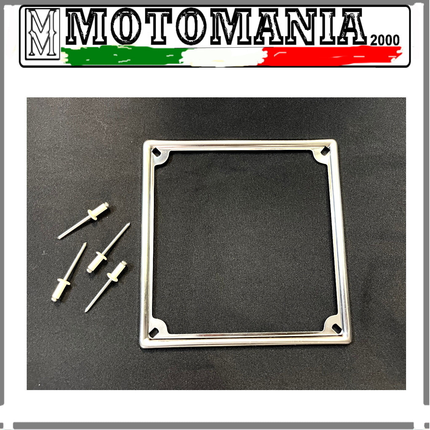 CHROME METAL LICENSE PLATE FRAME FOR OLD MODELS CM 17X17 + RIVETS