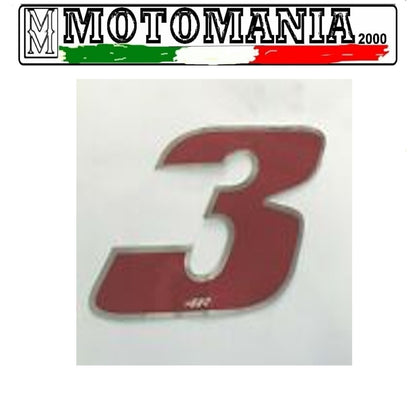 NUMBER 3 RED STICKER WIDTH 10MM LENGTH 10MM *