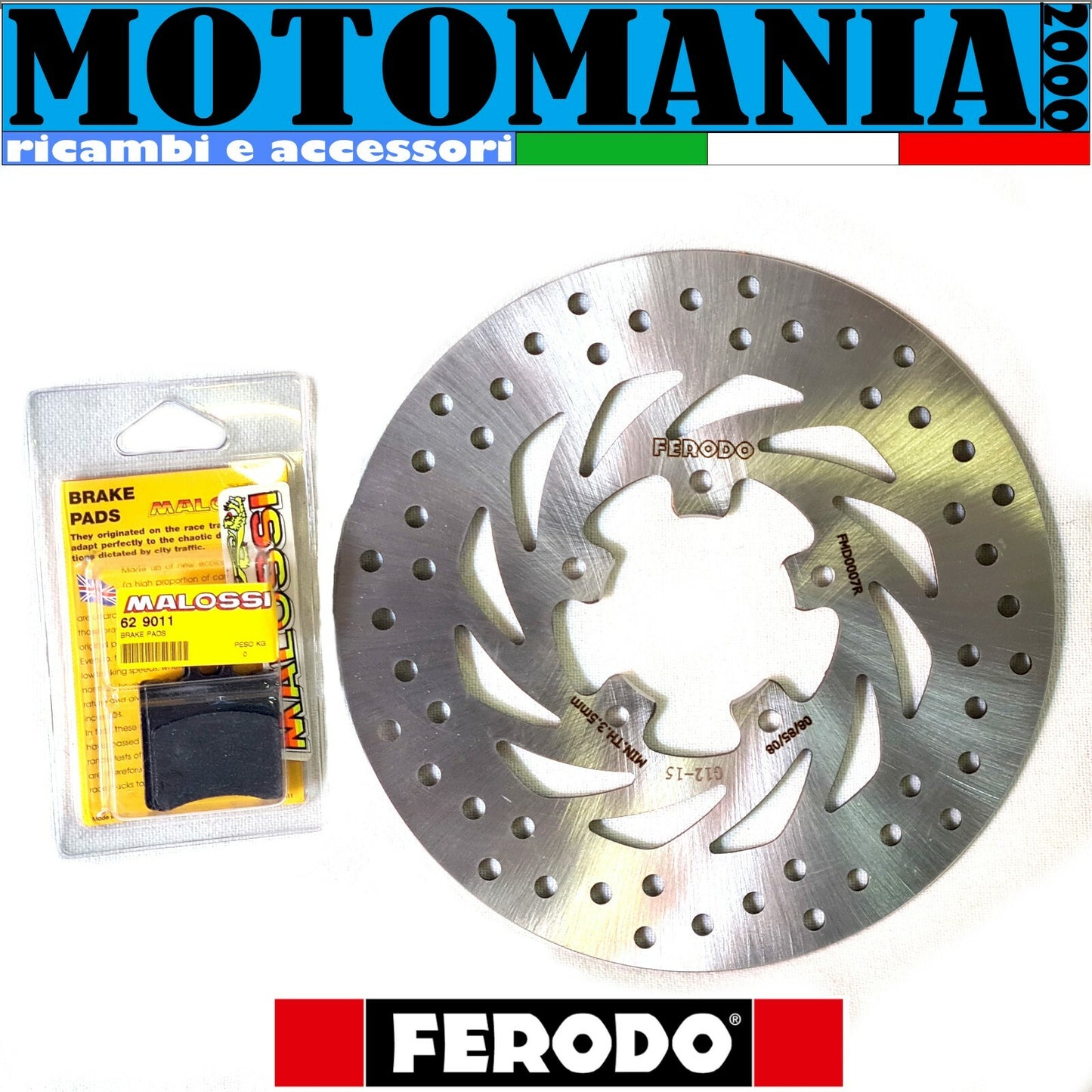 DISCO FRENO FERODO FMD0007R+ PASTIGLIE FRENI 629011 BENELLI ADIVA E GILERA