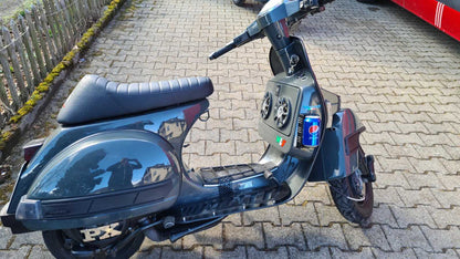 COPRIVENTOLA VESPA PX 125 150 200 NERO CON SCRITTA IN ACCIAIO  + OMAGGIO