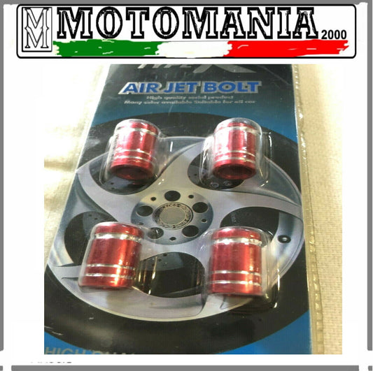KIT 4 TAPPI RUOTE MOTO E AUTO ROSSO
