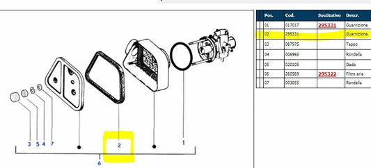295331 ORIGINAL AIR BOX GASKET Piaggio Ape 50