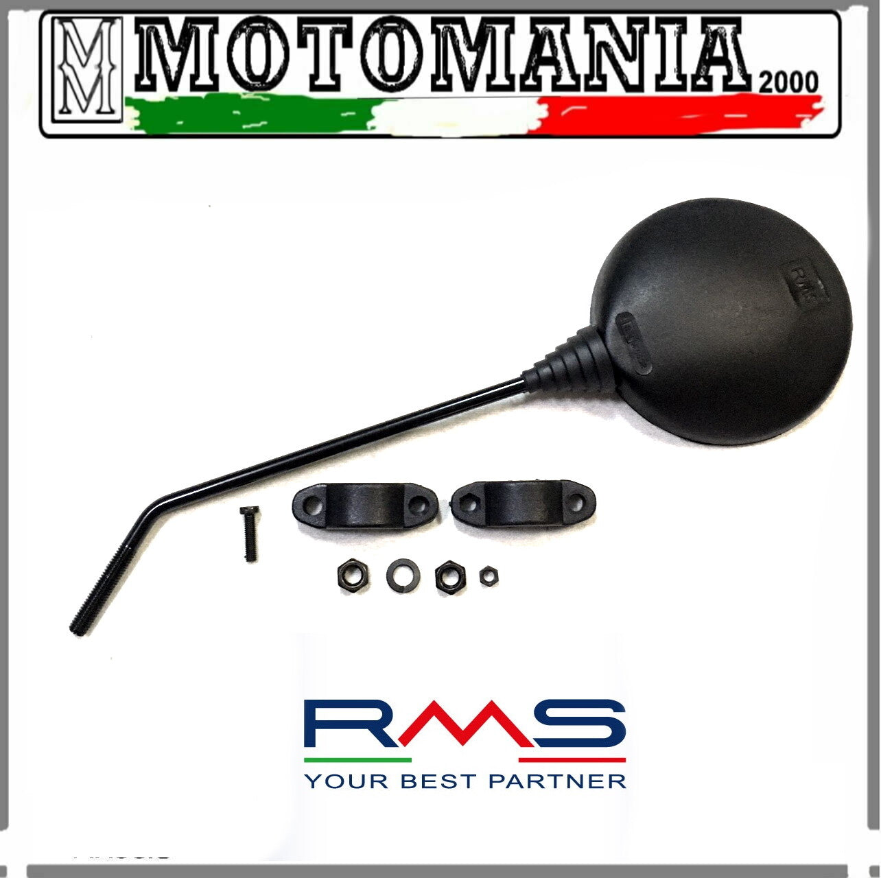 BLACK SX REARVIEW MIRROR FOR PIAGGIO SI 50 AND OTHER MOPEDS WITH CLAMP