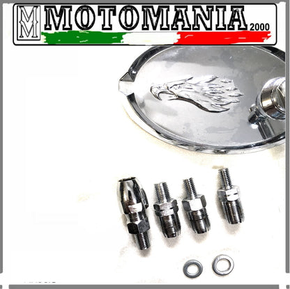 SPECCHIO RETROVISORE DX CROMATO CON AQUILA INCISA PER MOTO CUSTOM