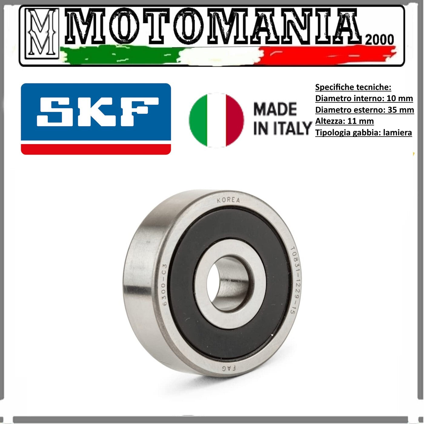 CUSCINETTO RADIALE A SFERE CON SCHERMO RS1 SU ENTRAMBI I LATI 10x35x11mm