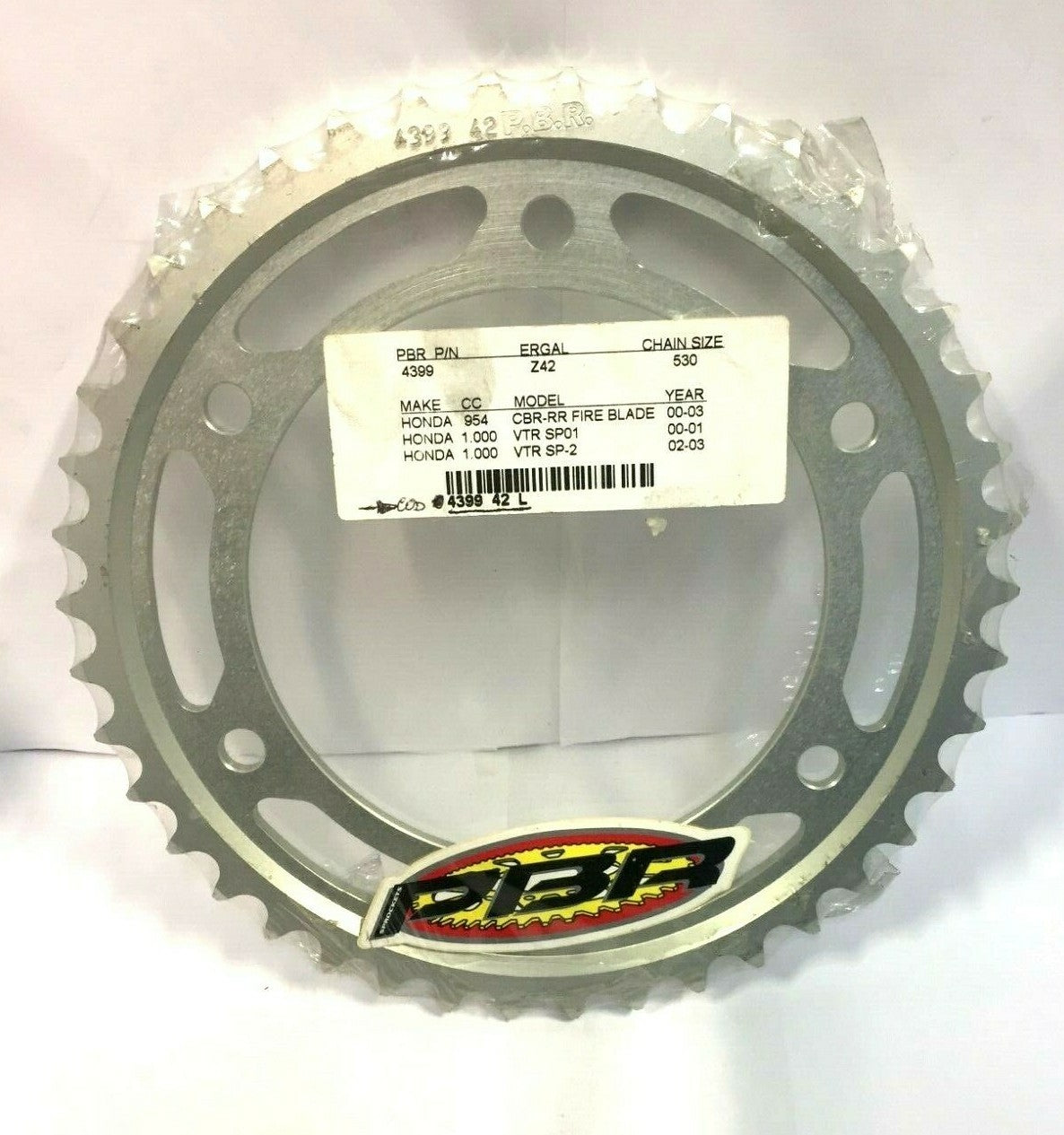 439942L ERGAL CROWN PBR HONDA VTR 1000 SP 01 42 TEETH STEP 530-2000-2001