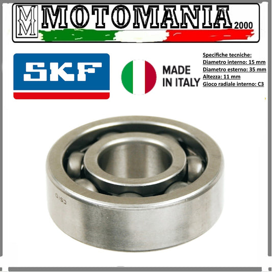 CUSCINETTO RADIALE A SFERE NON SCHERMATO 15x35x11mm PIAGGIO APE - CIAO - SI