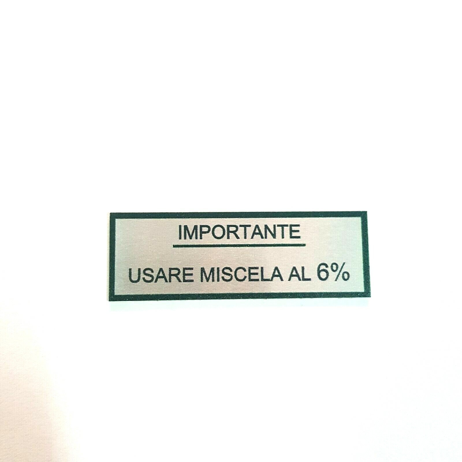 METAL STICKER IMPORTANT PLATE USE 6% GREEN BLEND VESPA GS VS1 *