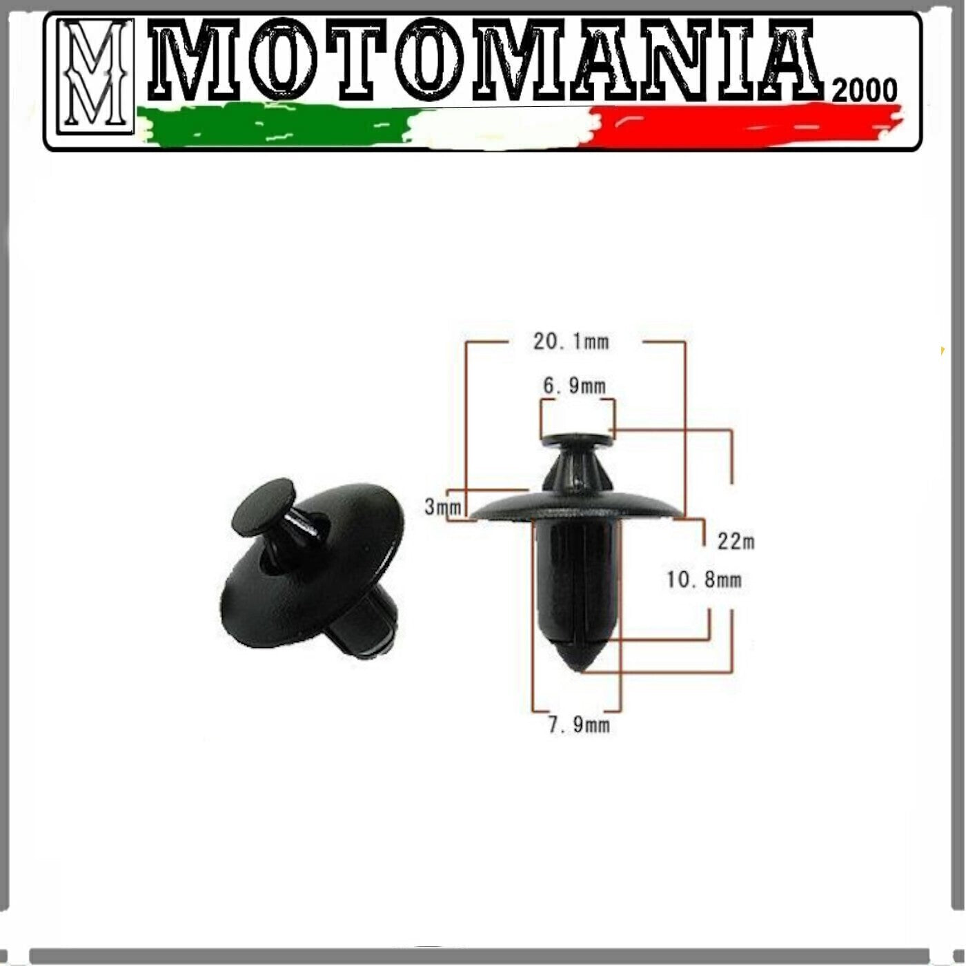 RIVETTO IN PLASTICA SUZUKI-KYMCO-KAWASAKI (VEDI COMPATIBILITA' IN DESCRIZIONE)*