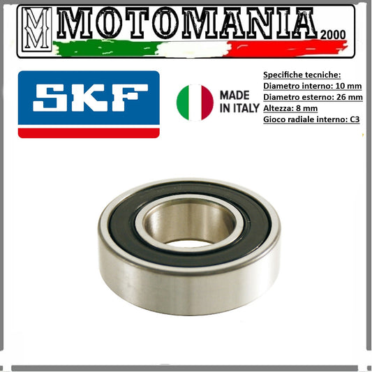 CUSCINETTO RADIALE A SFERE CON SCHERMO RS1 SU ENTRAMBI I LATI 10x26x8mm